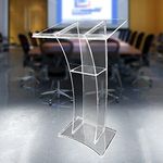 Clear Podium Stand for Churches, Portable Lecterns & Podiums Pulpits for Churches, Presentation Clear Podium Lectern Church Acrylic Podium Stand for Church, Weddings, School, Office (Clear - Upgrade)