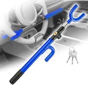 CARTMAN Vehicle Steering Wheel Lock Blue Car Anti Theft Security Lock with Adjustable Length Fit for Cars Trucks Vans and SUVs