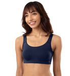 NYKD Soft Cup Easy Peasy Slip On Everyday Bra for Women, Wireless, Full Coverage, Support Shaper, Non Padded Sports Bra Bra, NYB113, Navy, XL, 1N