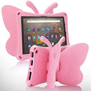 JGY Fire 7 Kids Tablet 2022 Case for Kids Butterfly Case for Kids Girl EVA Full Cover Sturdy Fire 7 Tablet Kid Case with Stand Kids-Proof Shockproof Rugged Kids case (Pink)