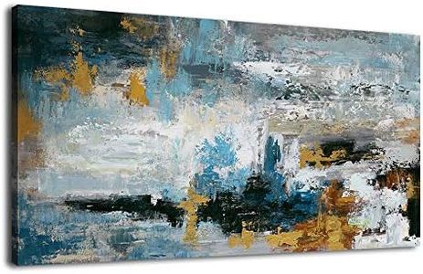 Abstract Wall Art Large Canvas Picture Modern Blue Grey Brown Artwork on Canvas Prints Wall Decoration for Living Room Bedroom Bathroom Kitchen Office Home Wall Decor Framed Ready to Hang 20" x 40"