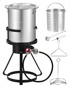 RIEDHOFF 30QT Turkey Fryer Propane Burner Kit [54,000 BTU] Seafood Boil Pot With Basket Kit, Ideal for Outdoor Cooking, Black, 13"