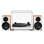 Fluance RT81 Elite High Fidelity Vinyl Turntable (White) with Ai41 Powered 5" Stereo Bookshelf Speakers (Lucky Bamboo), Diamond Stylus, Belt Drive, Built-in Preamp, 90W Class D Amplifier, Bluetooth