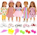 BARWA 18 inch Doll Clothes and Accessories 5 Sets Clothes Dress Outfits with 2 Pairs Shoes for 18 Inch Girl Dolls