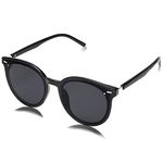 SOJOS Classic Round Retro Plastic Frame Vintage Large Sunglasses BLOSSOM SJ2067 with Black Frame/Grey Lens