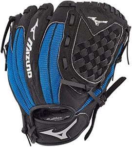 Mizuno GPP1050Y3RY Prospect Series PowerClose Baseball Gloves, 10.5", Left Hand ,Black/Royal Tartan Flex Web