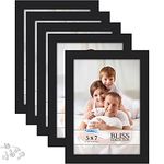 Icona Bay 7x5 Picture Frames (Black, 5 Pack), Modern Style Wood Composite Frames Table Top or Wall Mount, Bliss Collection
