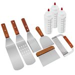 AUTOPkio Grill Griddle Accessories Kit - 9Pcs Professional Heavy Duty Stainless Steel Griddle Spatula & Scraper BBQ Tool Set Barbecue Grilling Utensils for Flat Top Cooking Tailgating