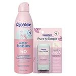 Coppertone WaterBabies Sunscreen Spray, SPF 50 Baby Sunscreen, Spray On 6 Oz and Pure Simple Stick, 50, 0.49