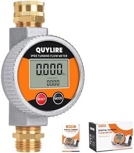 QUYLIRE 360° Water Flow Meter, Metal Flowmeter with 3/4" GHT Brass Connector for Garden Hose, RV, Pool, House, Lawn Sprinkler and Yard Watering, Supports Gallon, Liter, GPM, LPM, m³, QTS, PTS