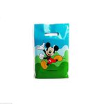 100x Mickey Mouse Printed Carrier Bags Double Side Printed Strong Gift Bag for Retail (8"x12"(BLUE))