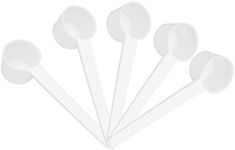 Operitacx 10pcs 5g White Plastic Measuring Spoons Scoop, Long Handle Protein Scoop, Teaspoon Scoop for Kitchen Tools