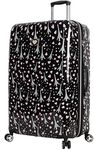 Betsey Johnson 30 Inch Checked Luggage Collection - Expandable Scratch Resistant (ABS + PC) Hardside Suitcase - Designer Lightweight Bag with 8-Rolling Spinner Wheels, Paris Love, 30in, Leisure