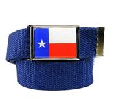 Build A Belt® Texas Flag Flip Top Men's Belt Buckle with Canvas Web Belt - Blue -