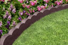 Flexi Curve Scalloped Garden Edging Rubber Landscape Scallop Lawn Border Edging Section 120cm (4ft), Earth(Brown), Pack of 1