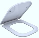 Square Soft Close Toilet Seat Quick Release for Easy Cleaning Loo Seat Mute Seat Cover Easy Installation with Top Fix Blind Hole Stainless 360 Adjustable Hinges Premium UF Standard Size by AAN®