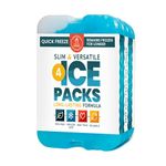 Ice Pack for Lunch Bags and Freezer Chests (Set of 4) | Reusable Slim Long Lasting Freezer Packs for Lunch Box or Cooler Bag