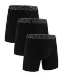 Under Armour Performance Cotton Boxer - Solid 6in 3-Pack, Black Solid - Core, XL