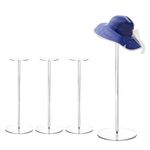 sourcing map Acrylic Hat Display Stand 4 Pack 13.8 Inch Hat and Wig Rack Riser Round Stand for Jewelry Baseball Cap, Fedora Hat, Cowboy Hat - Clear