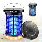 PALONE Solar Bug Zapper with Led Light, 4500V IPX4 Waterproof Rechargeable USB-C Bug Zapper with 3.5W Solar Panel, Suitable for Camping Garden Outdoor