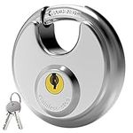 Key Padlock Outdoor, [Waterproof] [Anti Cut] Diyife 70mm Stainless Steel Disc Lock Heavy Duty Padlock Weatherproof with 9.5mm Shackle for Warehouse, Container, Garage, Gate, Shed, Fence (2 Keys)