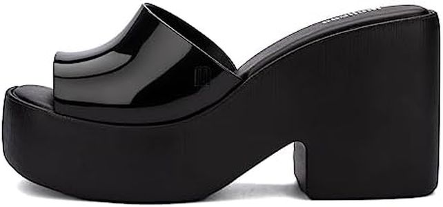 Melissa Posh Slip-On Platform Jelly Heels for Women, Black, 8