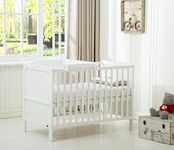 MCC Wooden Baby Cot Bed "Orlando" with Top Changer & Aloe Vera Water Repellent Mattress (Mattress Size : 120 x 60cm)