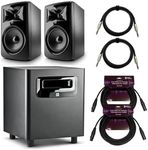 JBL 308P MkII Powered 8-Inch Two-Way Studio Monitors (2-Pack) Bundle LSR310S Powered Subwoofer, TRS Cables (2-Pack) and XLR Cables (2-Pack) (7 Items)