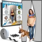 Flux Phenom Magnetic Screen Door - Keep Bugs Out, Let Cool Breeze In - Self Sealing Magnets, Heavy Duty Retractable Mesh Net Closure - Curtain Works With Pets, Sliding Door, Front Doors - 38 x 82 Inch