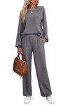 WIHOLL Women's Sweatsuit Winter Outfits Wide Leg Pants Pajama Set Lightweight Grey XL