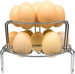 100% Stainless Steel Egg Steamer Rack for Instant Pot, Pressure Cooker, Boiling Pot. Stackable Steamer Trays 2 Pack Combo for Eggs and Food. Durable and Easy to Clean.
