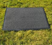 FB FunkyBuys® LARGE SMALL KITCHEN HEAVY DUTY BARRIER MAT NON SLIP RUBBER BACK DOOR HALL RUGS AND VARIOUS SIZES (60x90 cm, Grey/Black)