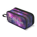 Emelivor Galaxy Star Space Custom Pencil Case Big Capacity Personalized Pencil Bags with Zipper Customized Pencil Pouch Box for Girls Teens Kids Adults Office School Supplies Pen Case Organizer