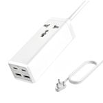 FACTOTECH 5 in 1 Super Charger 65W 2 USB Ports, 2 PD Type C Ports with 1 Power Socket Fit with Laptops,i-Phones, Mac-Book, Tablets, i-Pads, Power Banks etc