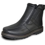 bravo! Men Waterproof Winter Boot DEAN-12 with Fur Lining and Double Zipper Black Men Size 7.5