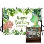 MEHOFOTO 7x5ft Dinosaurs Boy Birthday Background Safari Jungle Wild Green Palm Leaves Backdrop for Photography Kids Party Banner Cake Table Decoration Photo Studio Vinyl