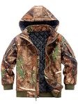 NEW VIEW Kids Hunting Clothes,Upgrade Thickened Silent Water Resistant Hunting Jackets,Camo Hoodie Jacket, 3rd Thicken Camo Tree, Medium