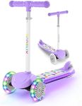 TONBUX 3 Wheel Tri Scooter, Easy Folding System, Height Adjustable Handlebars, Tilt To Turn Steering, Kids Aged 3+ Years (Purple)