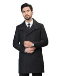 HONNETE Men's Casual Regular-fit Double Breasted Long Coat for Winter (Charcol Grey)