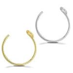 Set of 2 Faux Clip-On Nose Rings 20g - 925 Sterling Silver - 14k Gold Filled - No Piercing Needed for This Nose Ring