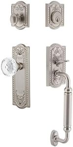 Nostalgic Warehouse Meadows Plate C Grip Entry Set Crystal Meadows Knob in Satin Nickel