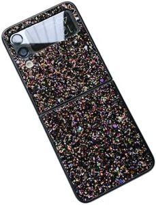 Creative Colorful Sequin Shiny Phone Case, for Samsung Galaxy Z Flip 3/Z Flip 4 5G Shell, Personalised Glitter Bling Bling Back Bumper(Black,Z Flip 4)