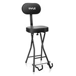 Guitar Seat With Padded Cushion - Heavy-Duty Ergonomic Backrest W/Fold Out Guitar Stand, Foot Rest, Collapsible Design, Holds Acoustic, Electric & Bass Guitars, 300 Lbs Max Load Capacity - Pyle PYG60