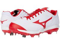 Mizuno Women's Cleat Softball Shoe, White-red, 5 UK