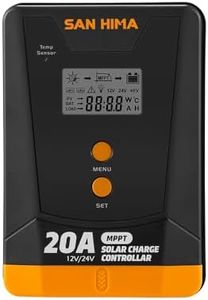 San Hima 20A 12V/24V MPPT Solar Charge Controller, Bulit-in Bluetooth LCD Display, Solar Panel Regulator Compatible with Flooded AGM Gel Lithium-ion Battery