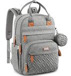 BabbleRoo Diaper Bag Backpack - Baby Essentials Travel Bag - Multi function Waterproof Diaper Bag, Travel Essentials Baby Bag with Changing Pad, Stroller Straps & Pacifier Case – Unisex, Light Gray