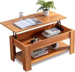 Blisswood Coffee Table With Storage, Lift Up Coffee Tables for Living Room, Wooden Coffee Table With 1 Shelf Large Hidden Storage Modern Rectangular Sofa End Lift-Top Tea Table Furniture (Beach)