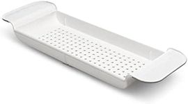 Madesmart Expandable Bath Tray for Bathtubs, Plastic Shower and Bath Shelf Caddy, White, Multifunctional Bathtub Bathroom Organizer, Premiumwhite