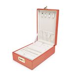 Box Queen Cardboard All In One Jewellery Jewel Locker Set Box Organizer Box Gift Box For Women & Girls For Necklaces Earring Ring & Chains Bangel Box With 2 Trays (Colour May Send Randamly Vary)Orange