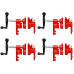 Yaetek 4 pcs 3/4" Wood Gluing Pipe Clamp Set Heavy Duty Woodworking Cast Iron with Unique Foot Design